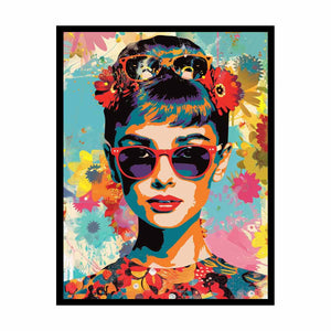 Retro pop art woman with sunglasses canvas for stylish bedroom decor.
