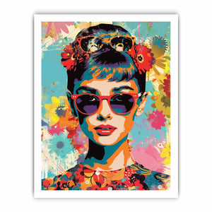 Retro pop art woman with sunglasses canvas for stylish bedroom decor.