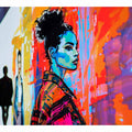 Neon fashion portrait canvas art for modern loft or office decor.