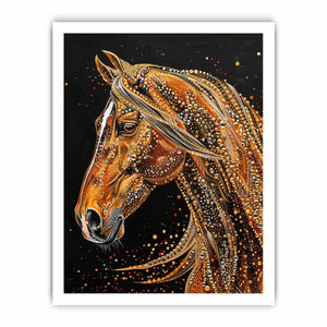 Golden ornate horse portrait canvas art for luxury entryway decor.
