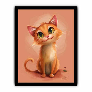 Cute orange kitten portrait cute digital illustration canvas art for modern home decor.