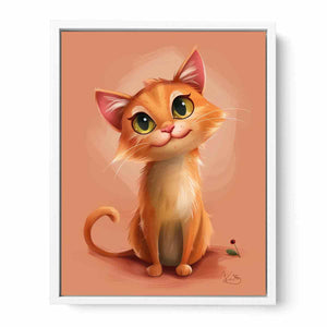 Cute orange kitten portrait cute digital illustration canvas art for modern home decor.