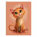 Cute orange kitten portrait cute digital illustration canvas art for modern home decor.
