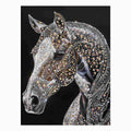 Black horse portrait with jeweled detailing glam equestrian artwork canvas art for modern home decor.
