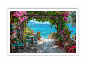 Coastal terrace view for modern living room decor with premium canvas art style.