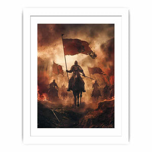 Medieval battle rider for modern living room decor with premium canvas art style.
