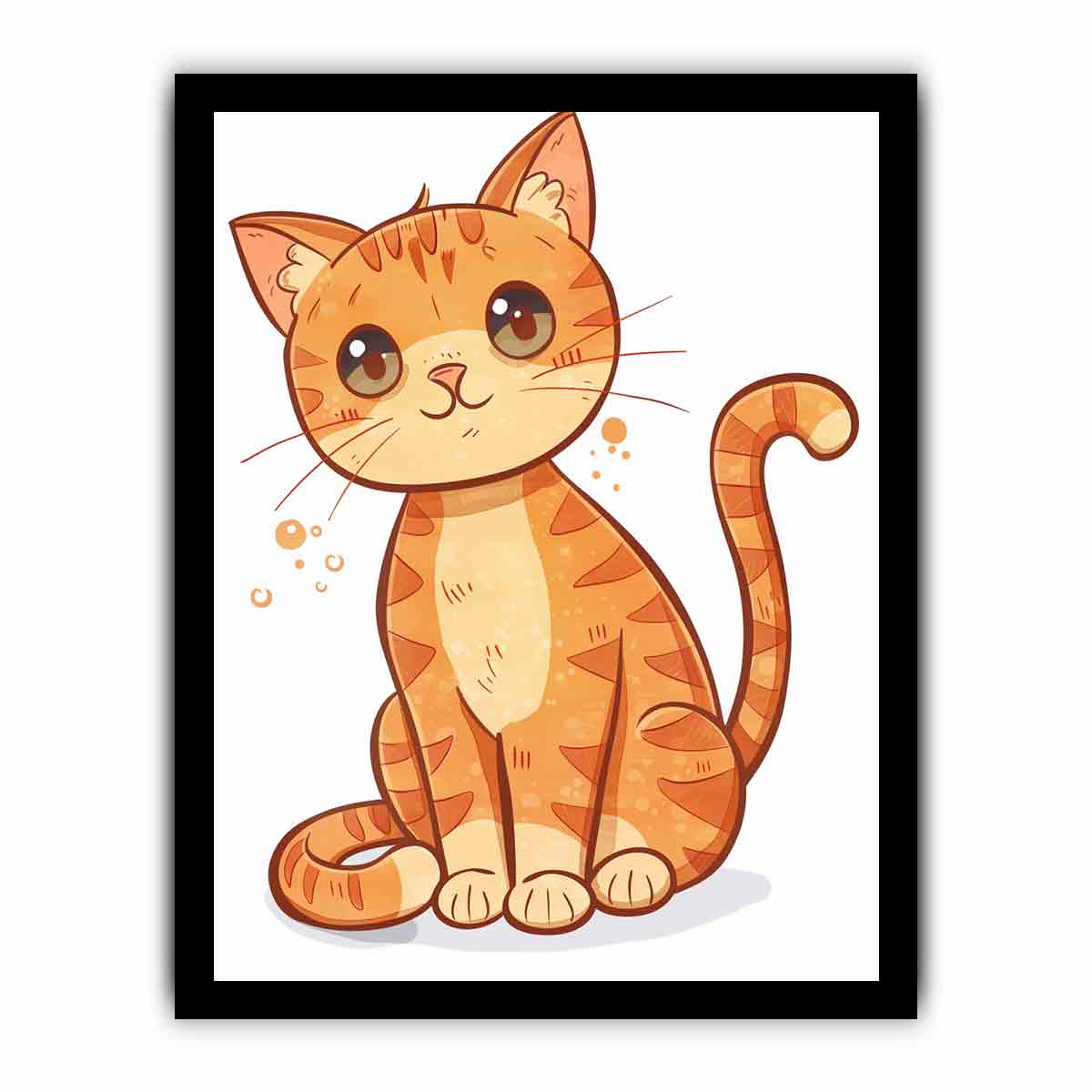 Cute orange kitten illustration for modern living room decor with premium canvas art style.