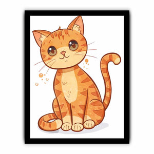 Cute orange kitten illustration for modern living room decor with premium canvas art style.