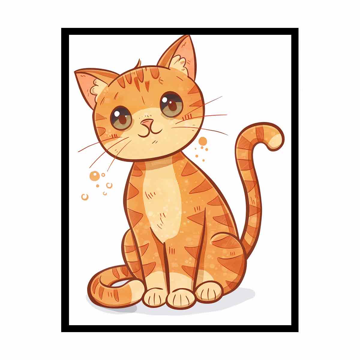 Cute orange kitten illustration for modern living room decor with premium canvas art style.