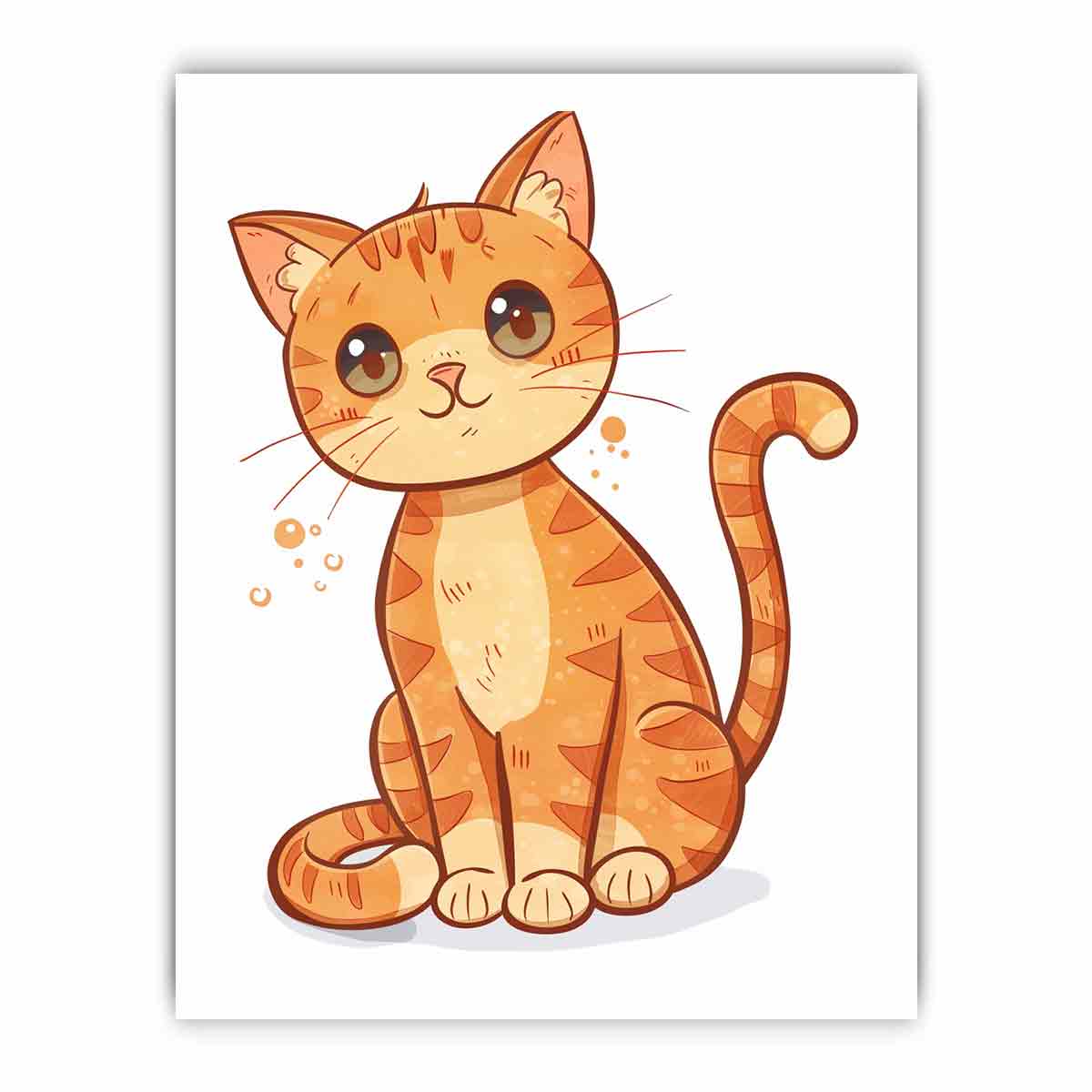 Cute orange kitten illustration for modern living room decor with premium canvas art style.