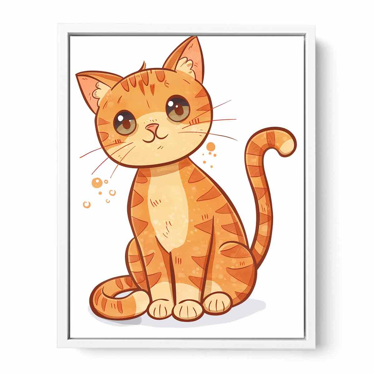 Cute orange kitten illustration for modern living room decor with premium canvas art style.