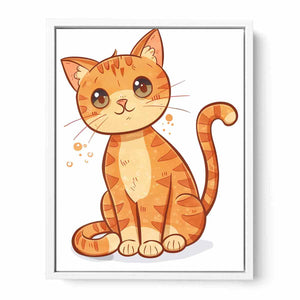 Cute orange kitten illustration for modern living room decor with premium canvas art style.