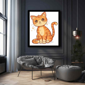 Cute orange kitten illustration for modern living room decor with premium canvas art style.