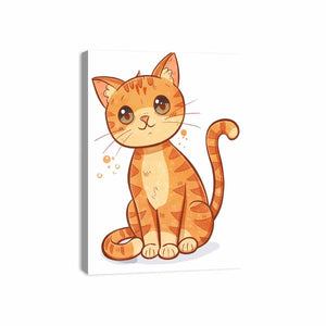 Cute orange kitten illustration for modern living room decor with premium canvas art style.