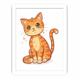 Cute orange kitten illustration for modern living room decor with premium canvas art style.
