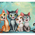 Cheerful kitten group for modern living room decor with premium canvas art style.
