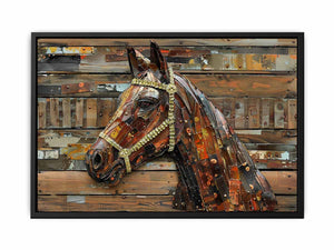 Industrial horse sculpture for modern living room decor with premium canvas art style.