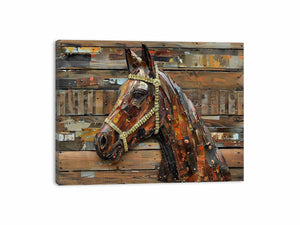 Industrial horse sculpture for modern living room decor with premium canvas art style.