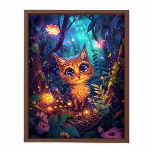 Fantasy kitten forest for modern living room decor with premium canvas art style.