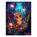 Fantasy kitten forest for modern living room decor with premium canvas art style.