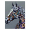 Floral horse portrait for modern living room decor with premium canvas art style.