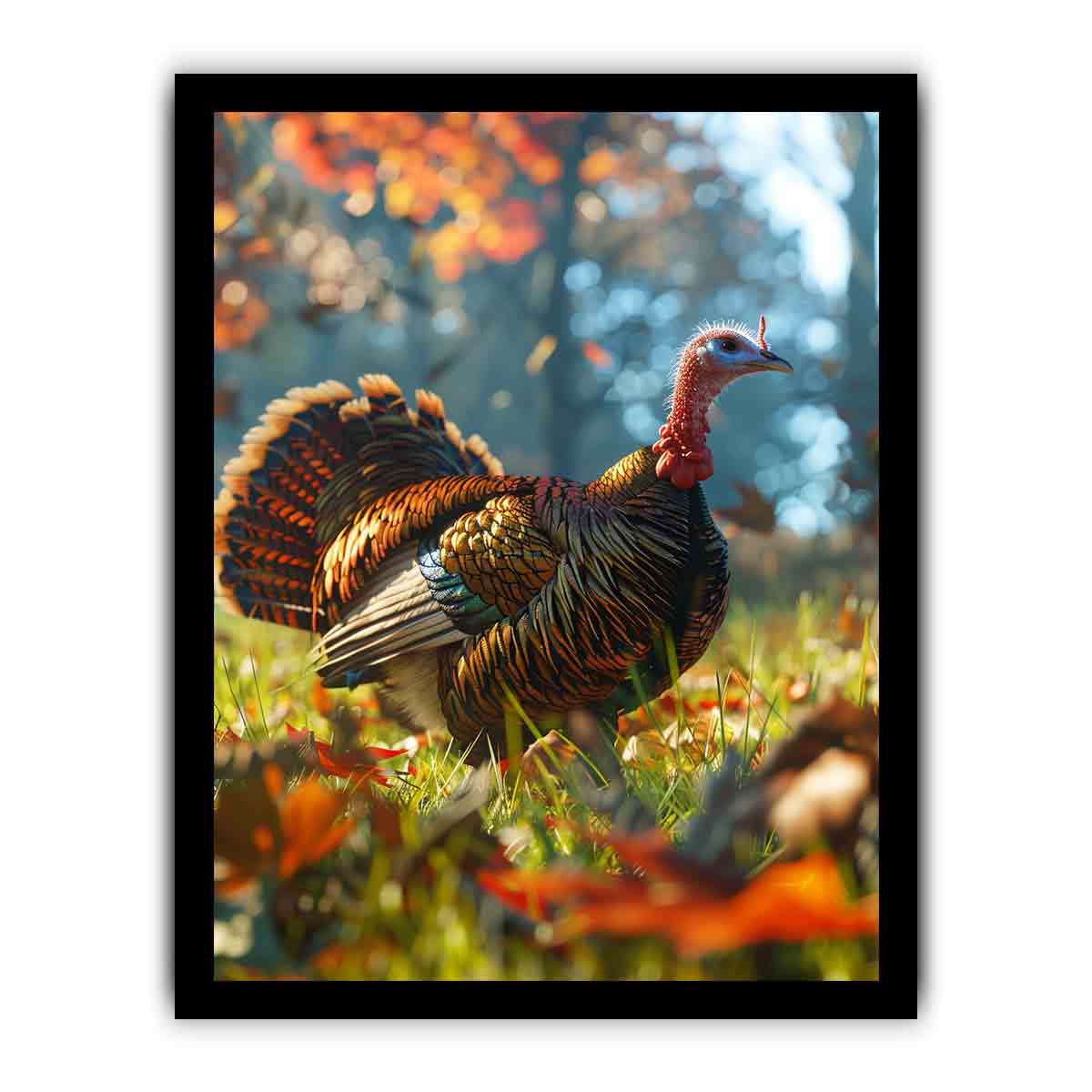 Wild turkey photography for modern living room decor with premium canvas art style.