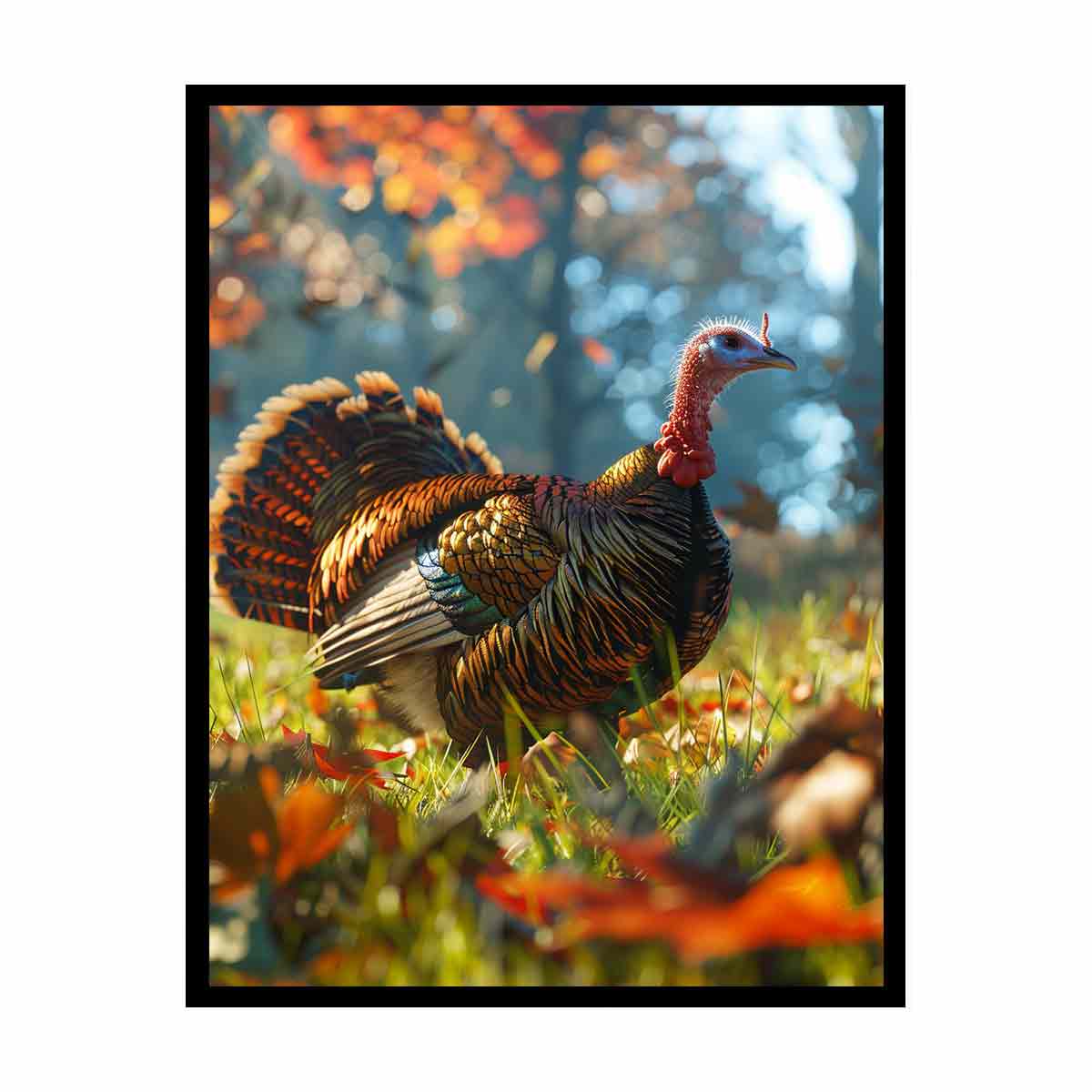 Wild turkey photography for modern living room decor with premium canvas art style.