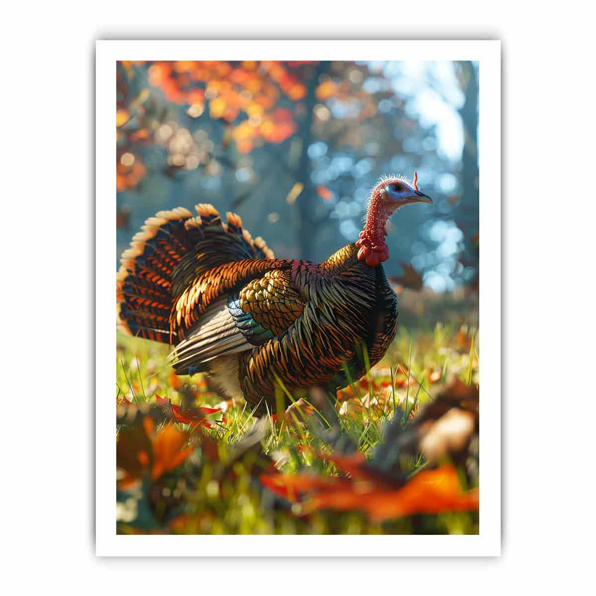 Wild turkey photography for modern living room decor with premium canvas art style.