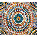 Colorful Moroccan mosaic canvas art with geometric tile pattern for dining room decor.