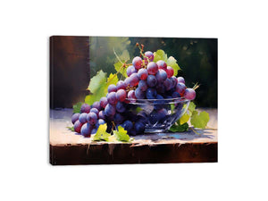 Vineyard Glass still life watercolor canvas art for kitchen or dining room decor.
