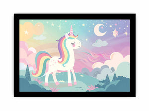 Pastel unicorn dreamscape canvas art for girls bedroom or nursery decor.