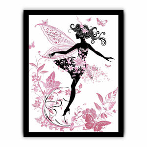 Blush pink fairy silhouette canvas art for a magical girls bedroom.
