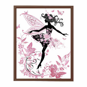 Blush pink fairy silhouette canvas art for a magical girls bedroom.