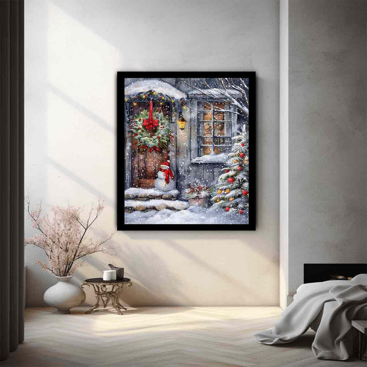 Snowman At Door 