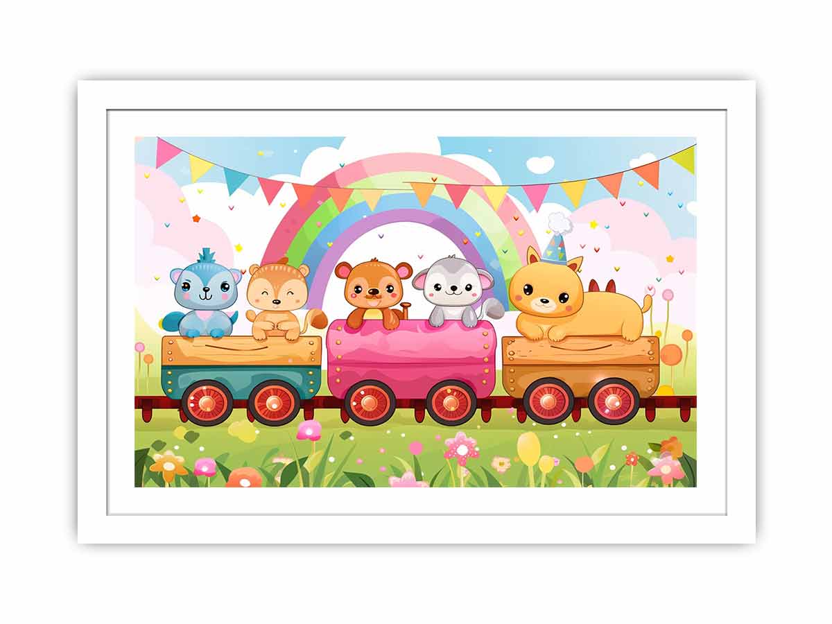 Rainbow Train  Streched canvas