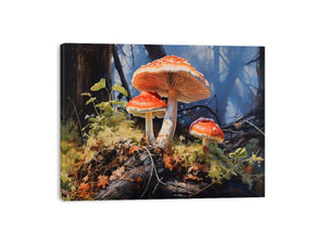 Forest Glow woodland watercolor canvas art for living room or reading nook decor.