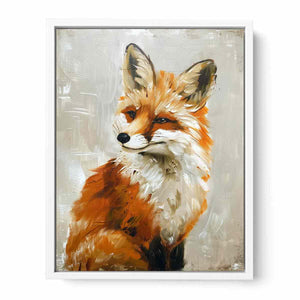 Painterly amber fox portrait canvas art for refined woodland living room or office decor.
