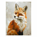 Painterly amber fox portrait canvas art for refined woodland living room or office decor.