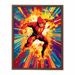 Red lightning superhero comic canvas art for bold teen room, office, or game room decor.