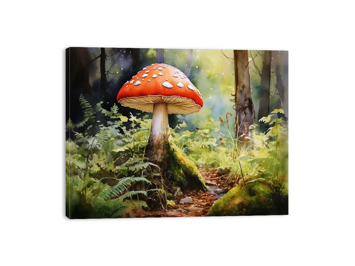 Woodland Solitude woodland watercolor canvas art for quiet bedroom or reading nook decor.
