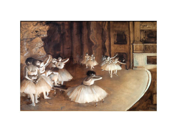 The Dance Class - The Rehearsal of the Ballet on Stage  by Edgar Degas