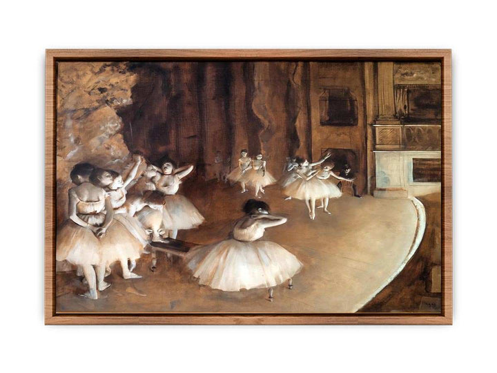 The Dance Class - The Rehearsal of the Ballet on Stage  by Edgar Degas  Poster