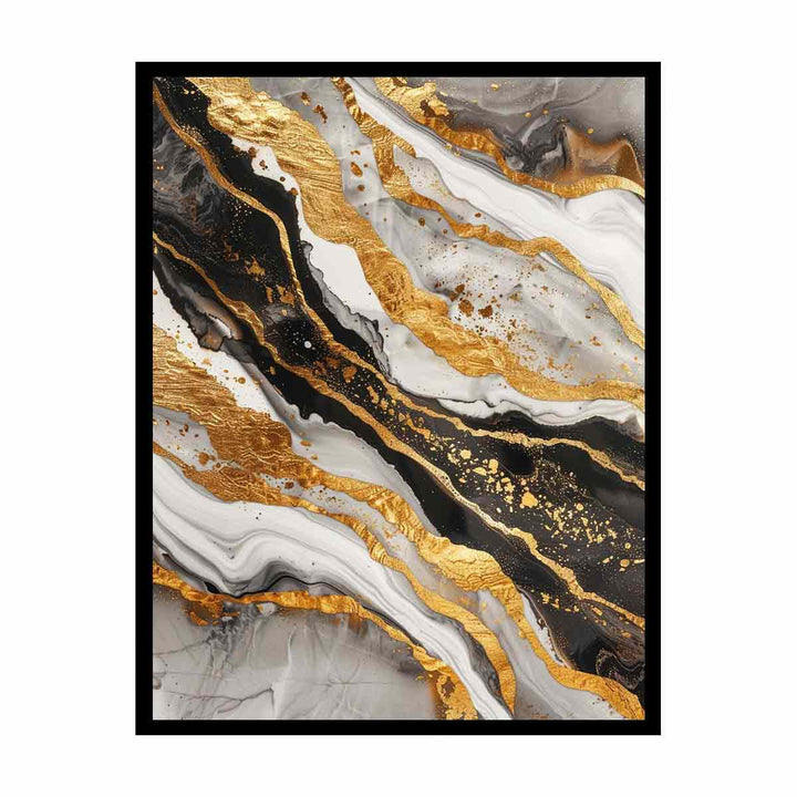 Black Gold Marble Painting  Canvas Print
