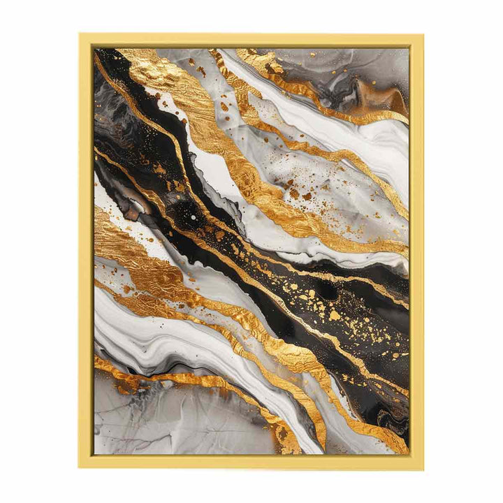 Black Gold Marble Painting  Streched canvas