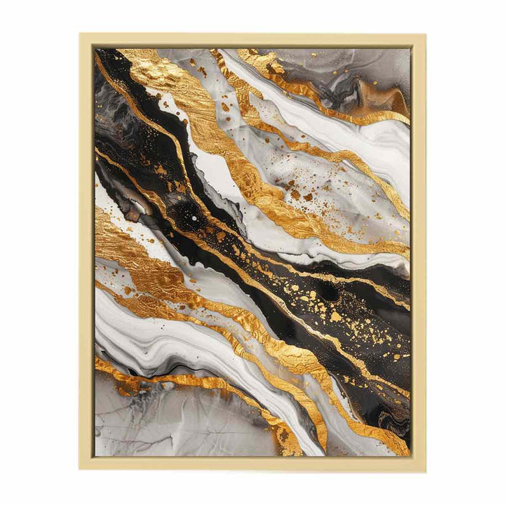 Black Gold Marble Painting  Art Print