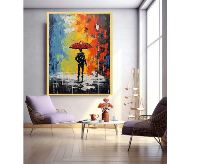 Man Umbrella Modern Art Painting 
