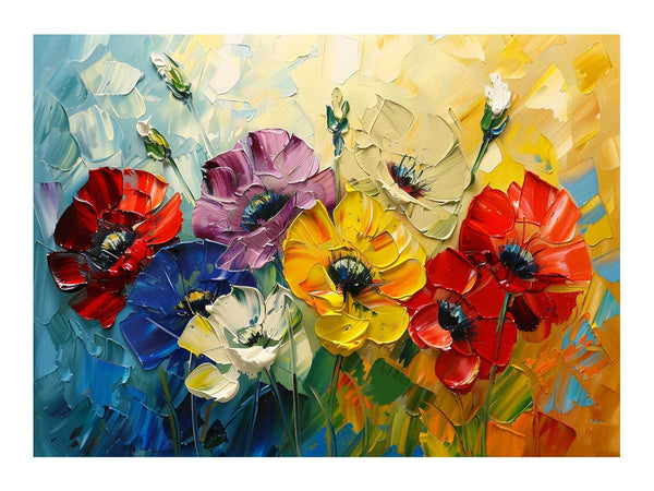 Beautiful Palette Knife Flower Painting Art Print