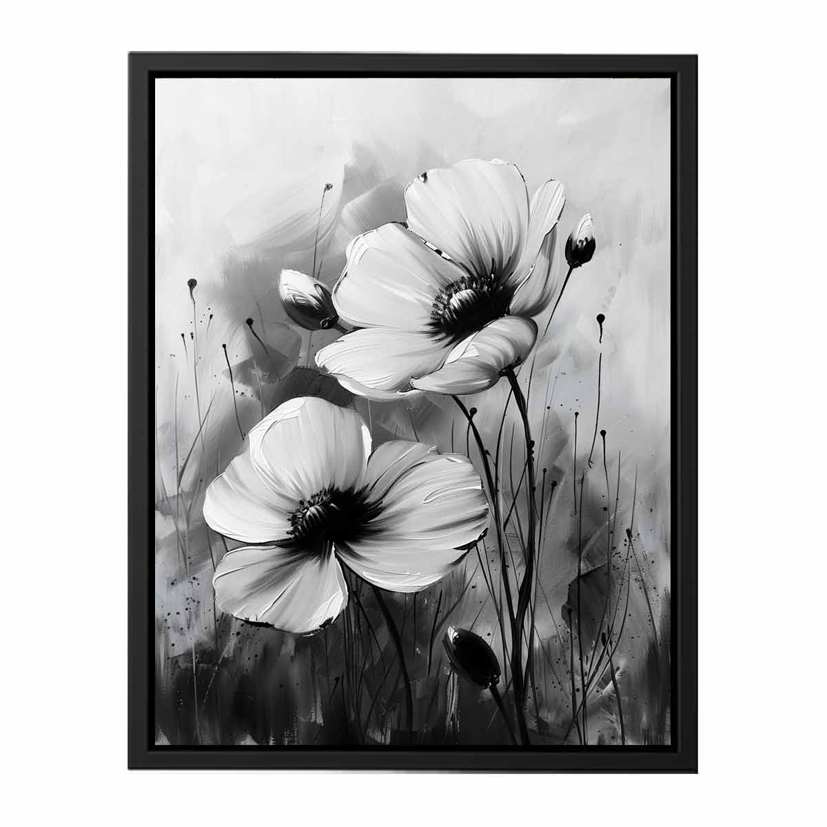 Black and white Flower Painting  Canvas Print