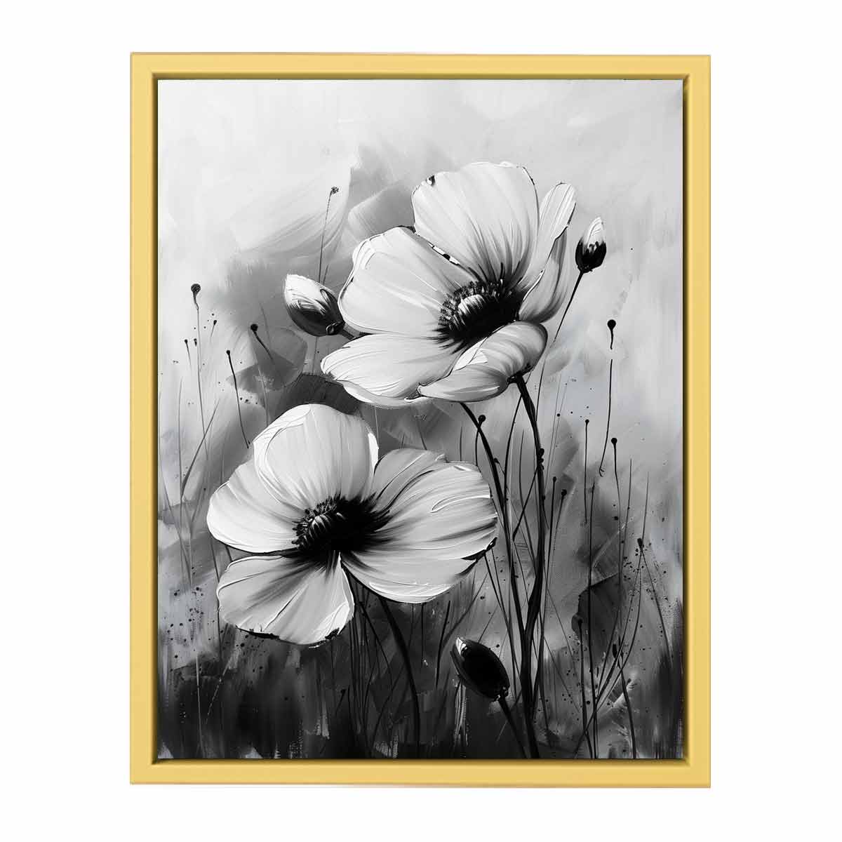 Black and white Flower Painting  Streched canvas