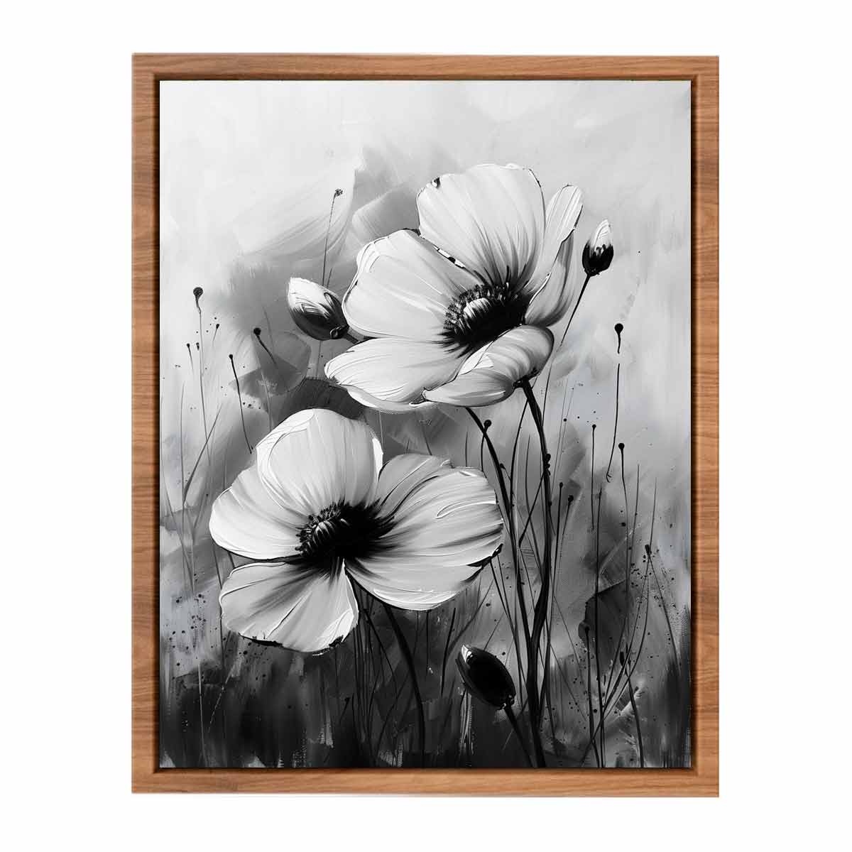 Black and white Flower Painting Poster